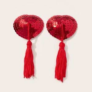 🔥♥️ Sequin Tassel Red Heart Shape Nipple Cover